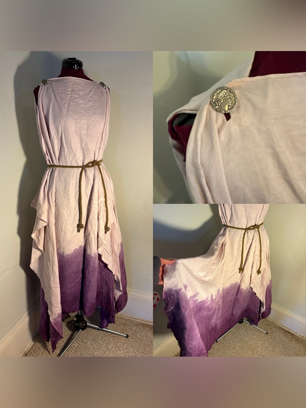 The Odyssey look! Hand dyed toga Greek Roman costume